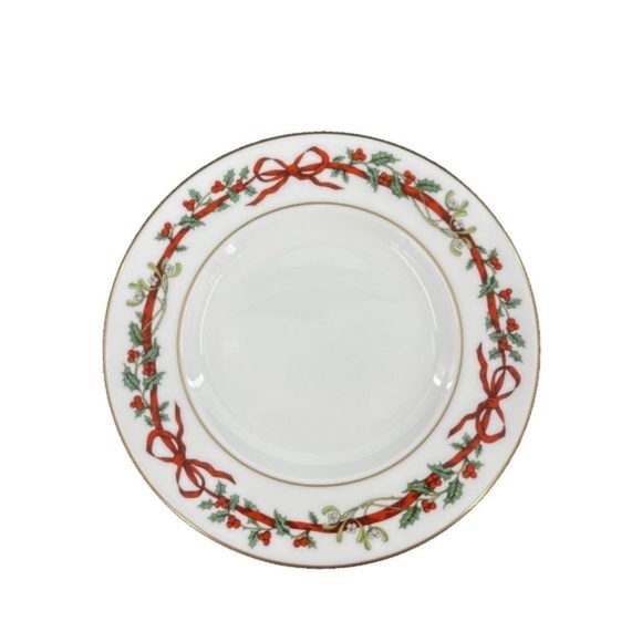 4 Royal Worcester Holly Ribbons 8" Salad Plate Bone China England 1987 - Picture 1 of 6